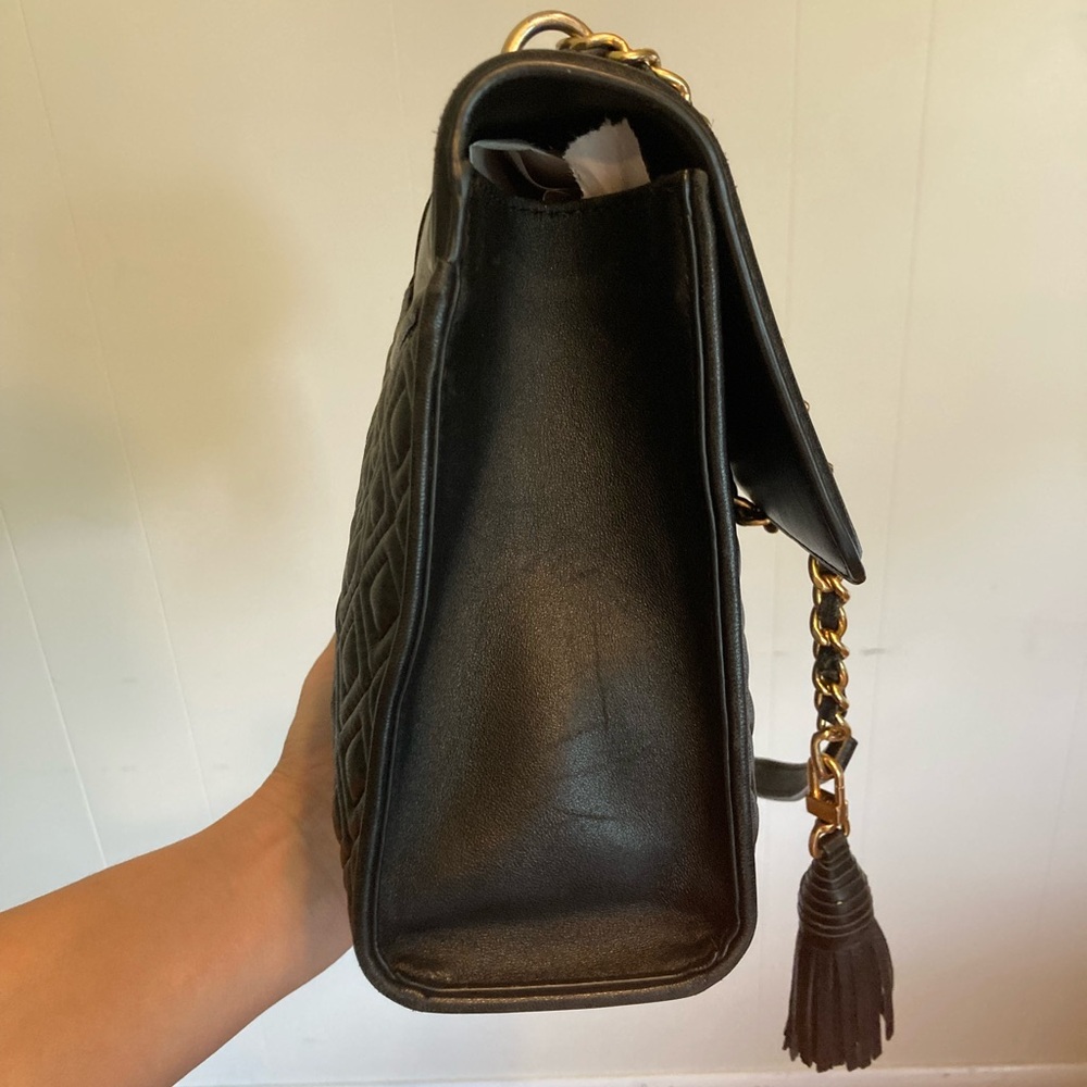 Tory Burch Fleming Convertible Shoulder Bag - Black Leather - Picture 9 of 14